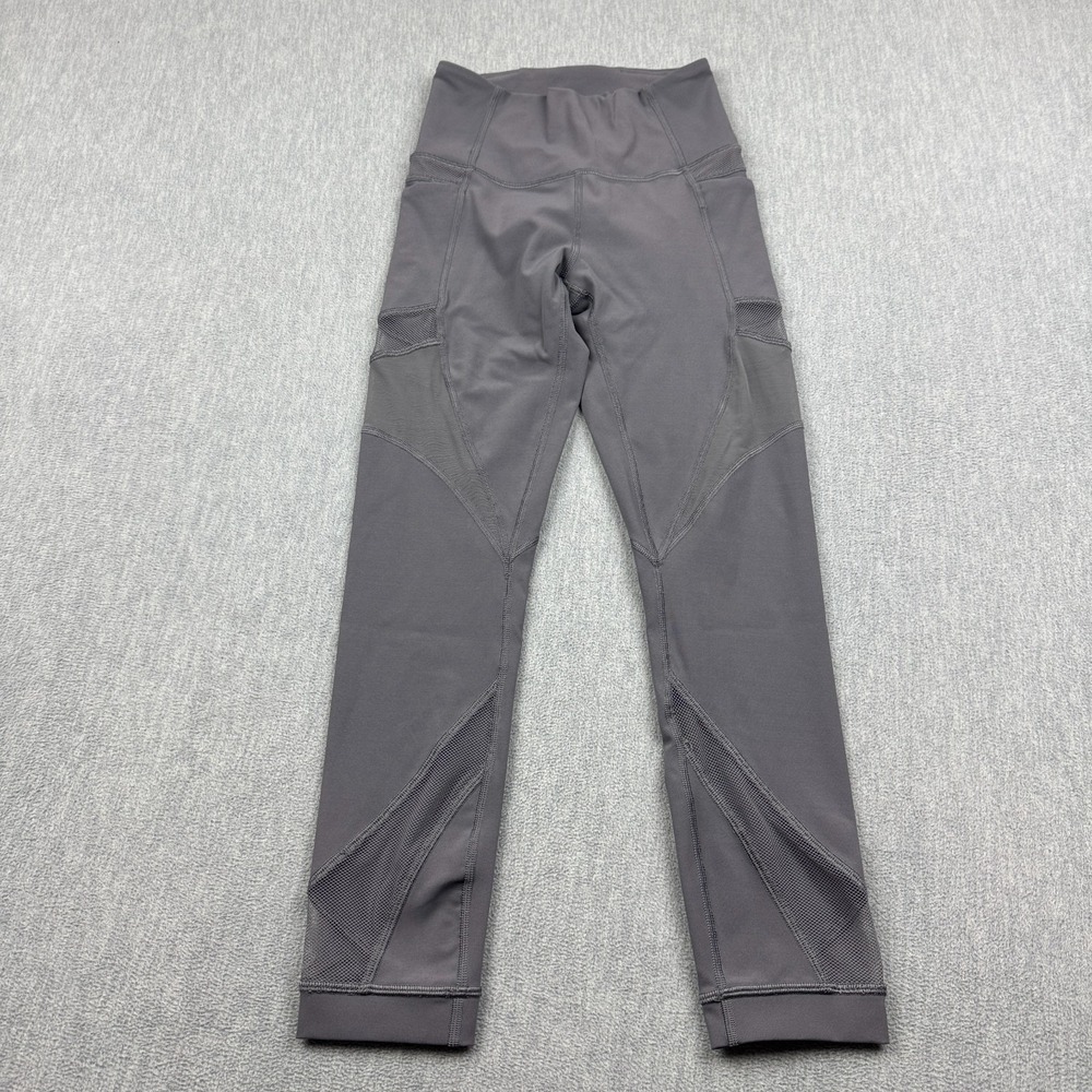 Lululemon Leggings Women 2 Gray Mesh In Motion Crop Yoga Gym Pants 23" Luxtreme